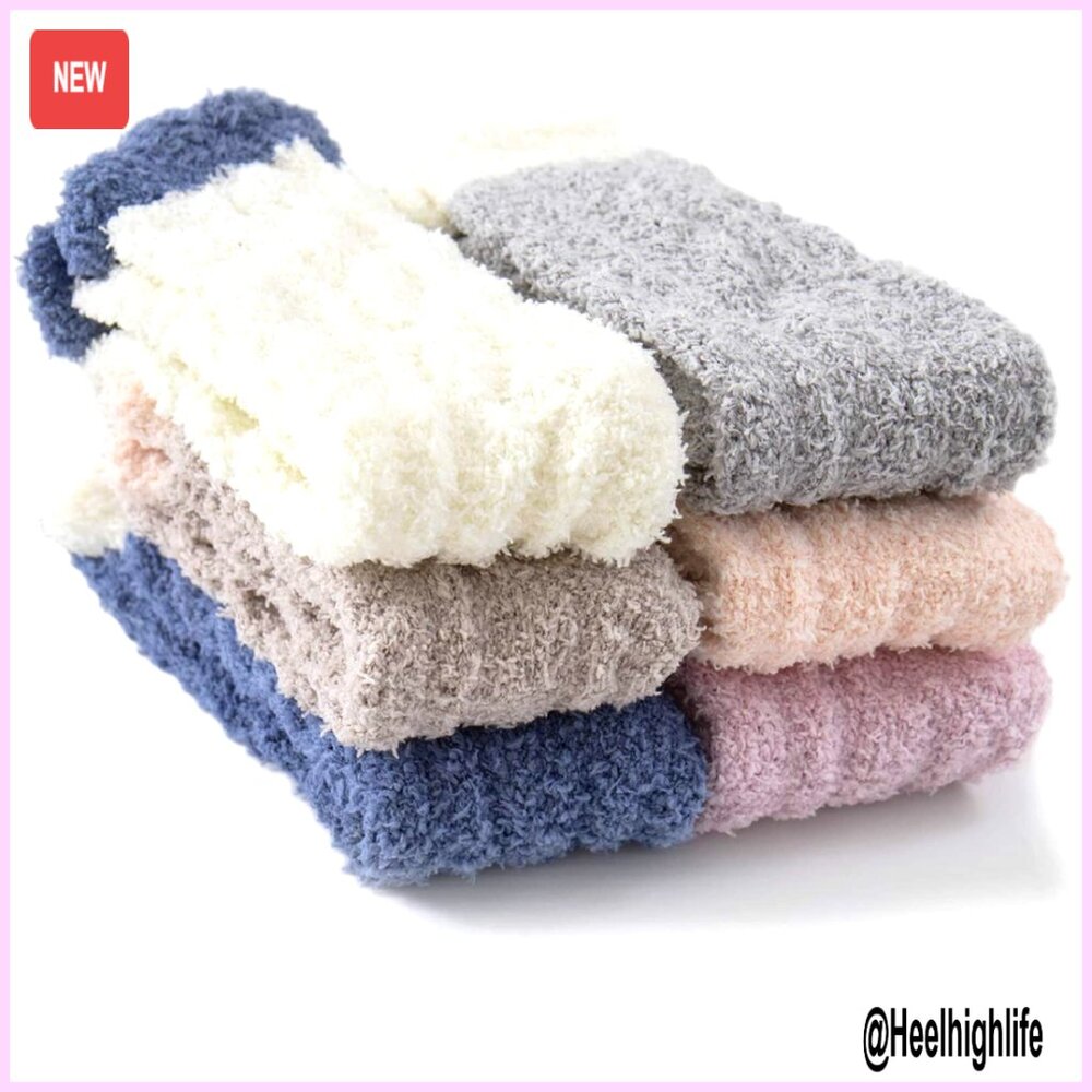 Warm Fuzzy Plush Slipper Socks, Soft Cozy Winter Sleepwear, Size 6-11